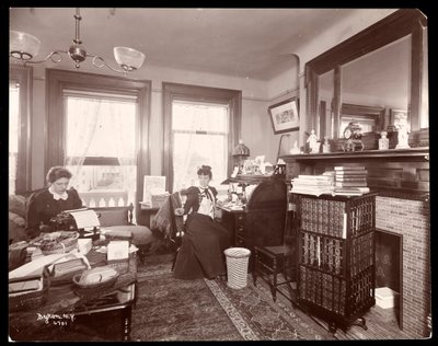 Mrs. Florence Clinton Sutro and a Typist in Her Home at 320 West 102nd Street, New York, 1899 by Byron Company